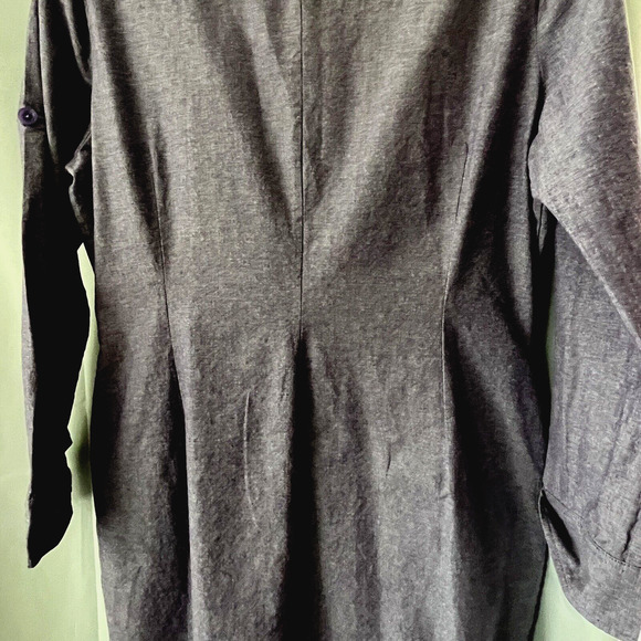 J Peterman Womans Shirt Dress Size 12 Purple 100% Cotton 4 Pockets Long Sleeve - Picture 5 of 14